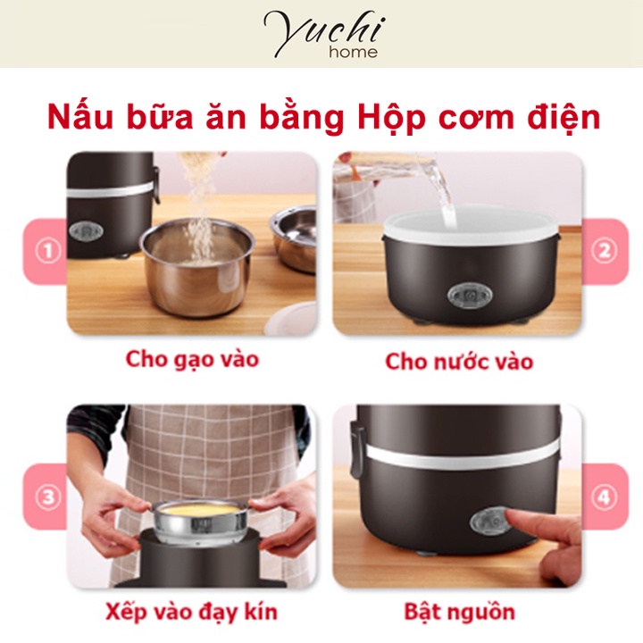 Hộp cơm cắm điện văn phòng Star, nấu cơm dễ dàng, cặp lồng giữ nhiệt 3 tầng, hâm nóng thức ăn - yuchihome