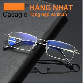 Kính lão thị viễn thị titanium màu Bạc sáng Silver Nhật bản cao cấp chống mỏi khi đeo lâu, mắt cực sáng rõ chống uv