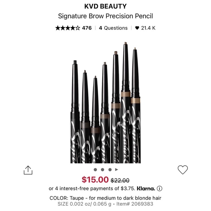 Chì kẻ chân mày KAT VON D Signature Brown Precision Pencil