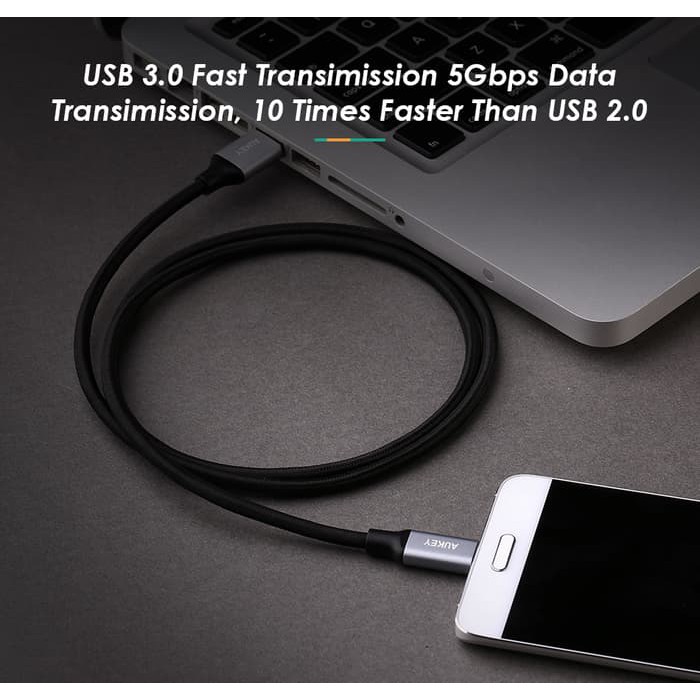 Dây Cáp Sạc Aukey 6.6 Ft 2m Usb Type-C Sang Usb 3.0 Cb-Cd3