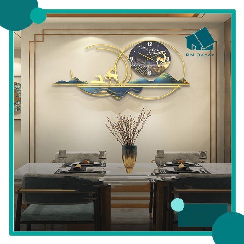 Đồng Hồ Treo Tường, Đồng Hồ Trang Trí Decor Vòng Mã Hươu Vàng mã 006
