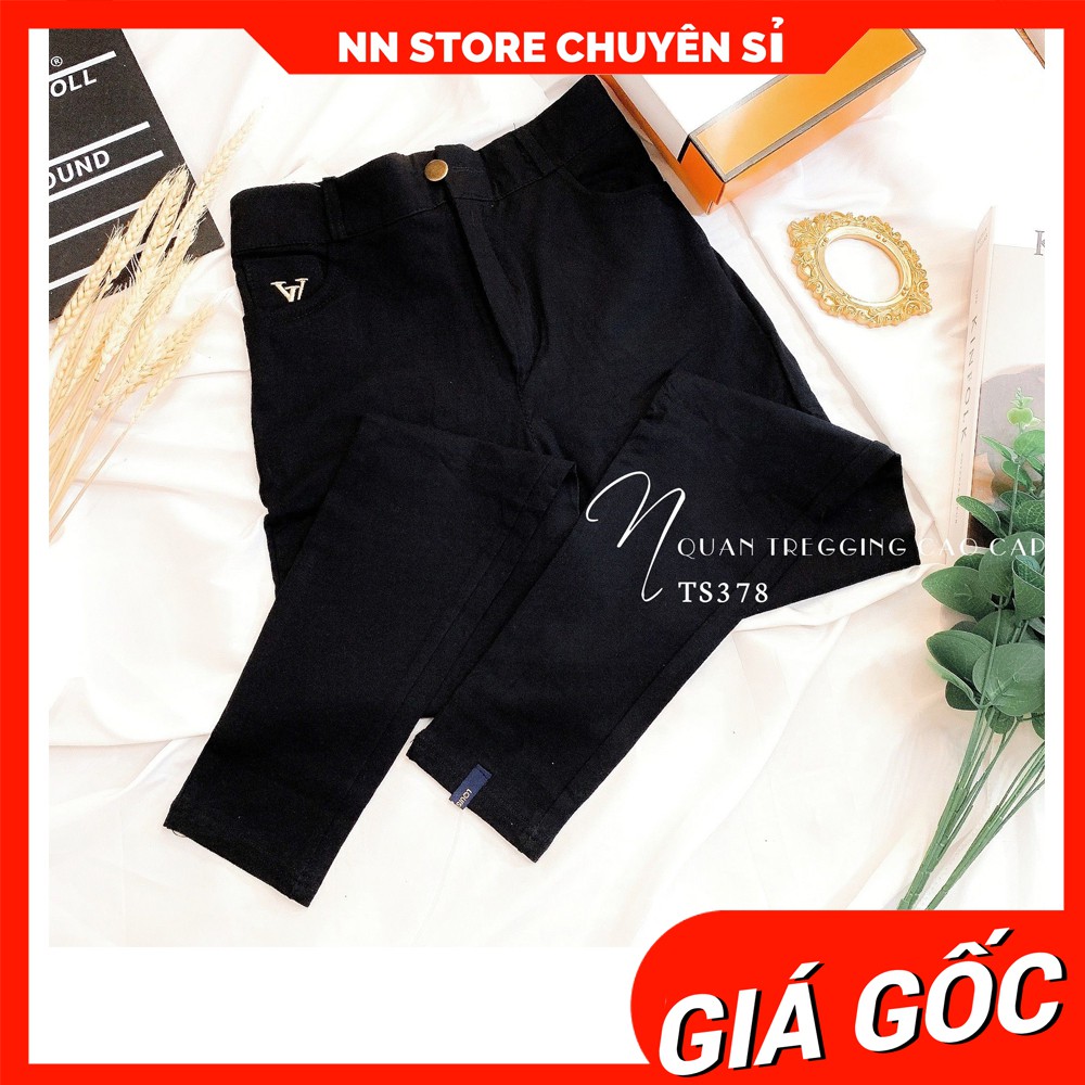 Quần tregging nữ lưng cạp cao dài dáng thun umi ôm bó legging skinny vải co giãn màu đen TS378