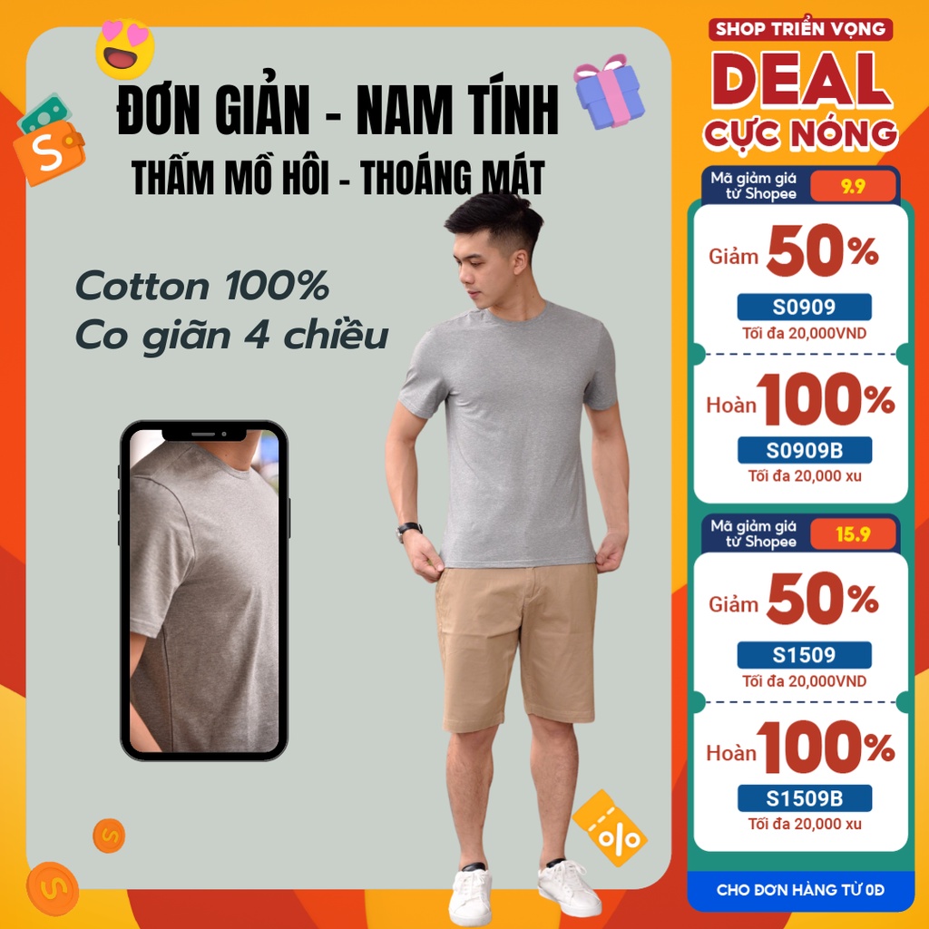 Áo Thun Nam Easic Grey Cá Tính l Cotton 100% l Co Giãn 4 Chiều