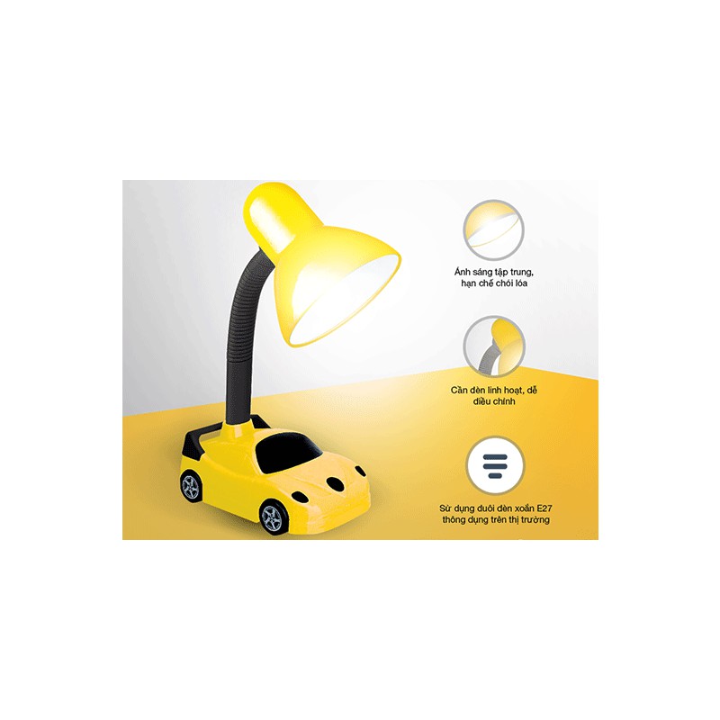 Đèn bàn Điện Quang ĐQ DKL05 ( kiểu xe hơi, màu vàng đen )
