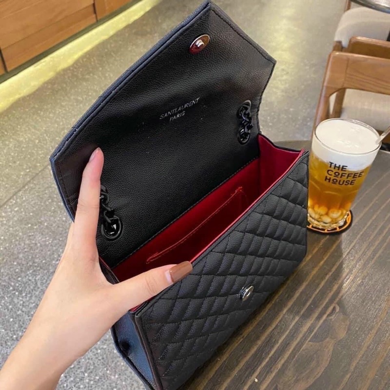 Túi xách nữ sl bì thư da hạt full đen