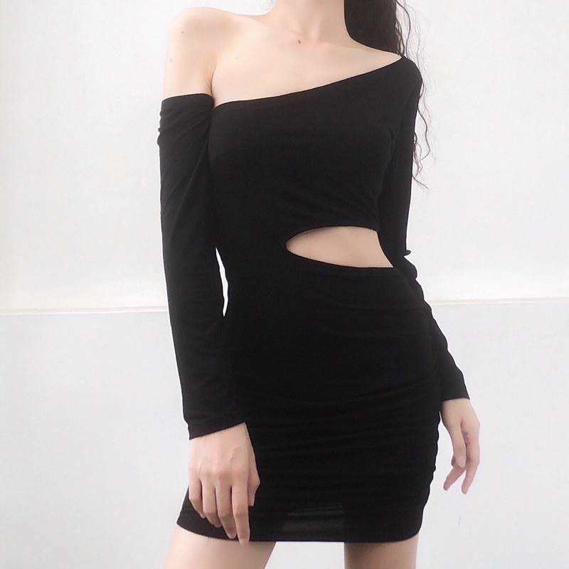 Đầm body tay dài cut eo lệch vai chất thun siêu đẹp - HÀNG CAO CẤP - C5N | BigBuy360 - bigbuy360.vn