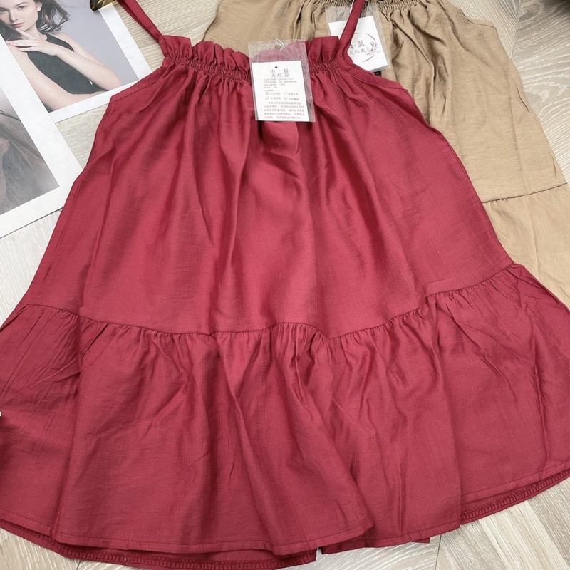 Bộ đũi 2 dây dáng xoè chun ngực babydoll dạng váy kèm quần sooc đùi