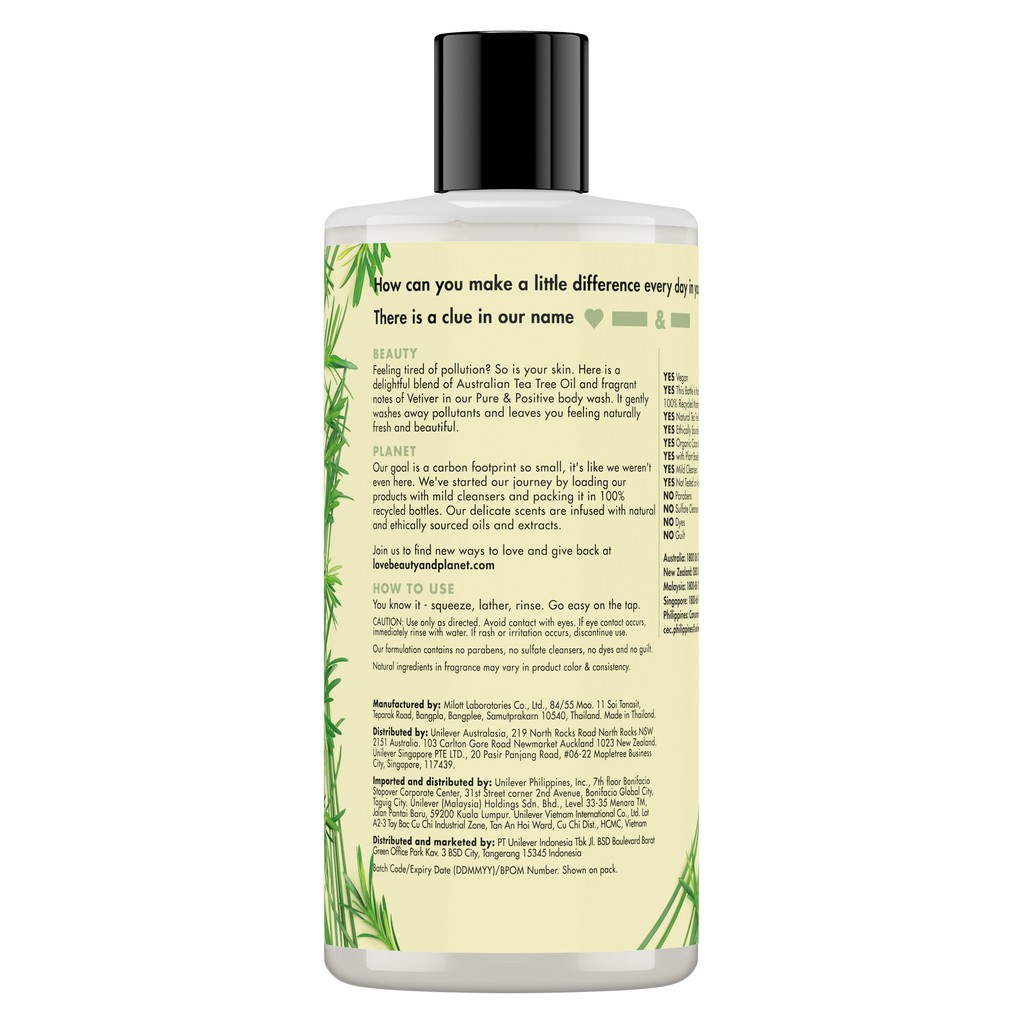 Sữa Tắm Love Beauty & Planet Thải Độc Detox Lưu Hương Thanh Mát Pure And Positive Với 100% Tinh Dầu Tràm Trà Úc 400Ml | BigBuy360 - bigbuy360.vn