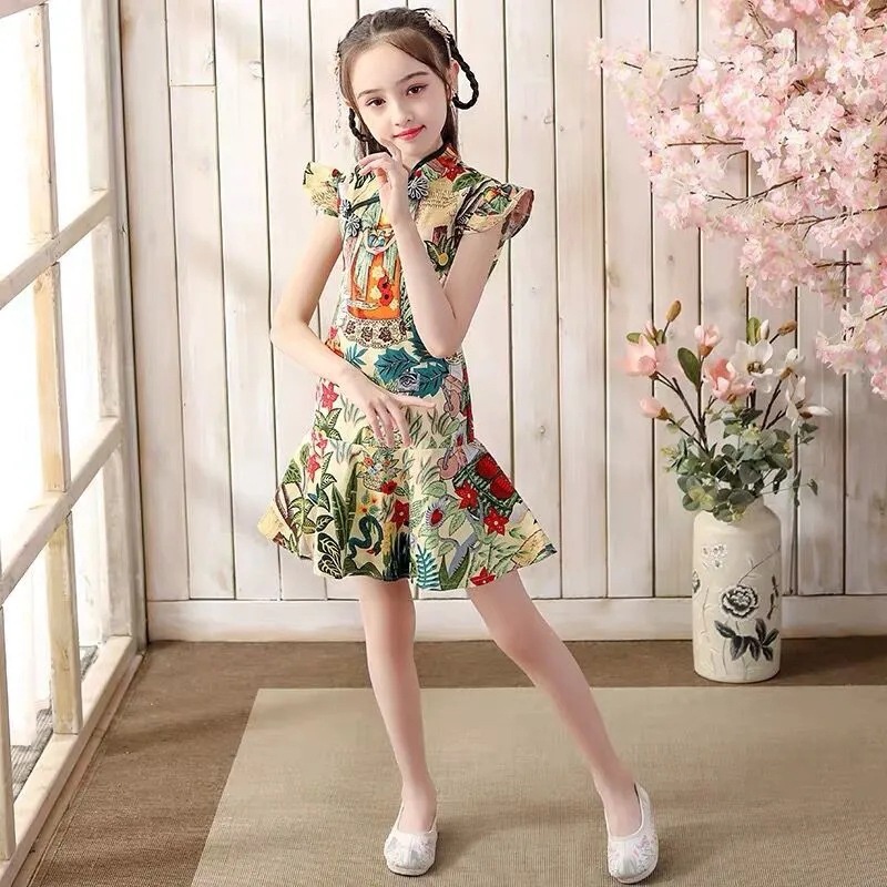 Sườn Xám Thời Trang Mùa Hè Xinh Xắn Dành Cho Bé Gái