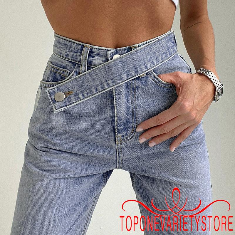 Quần Jeans Nữ Dài Lưng Cao Ống Đứng Thời Trang