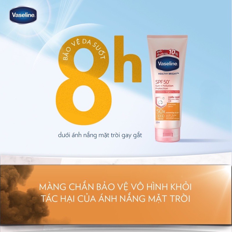 Sữa Dưỡng Da Vaseline  FREESHIP  Sữa Dưỡng Thể Chính Hãng Thái Lan Trắng Da Chống Nắng SPF50+ Serum Perfect 50X 200g