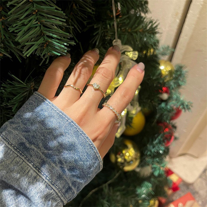 Bộ Ba Nhẫn Hình Trái Tim Đính Đá Thời Trang Hàn Quốc