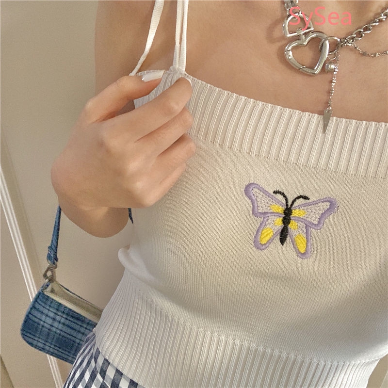 Áo Lửng Hai Dây Thêu Họa Tiết Hoa Quyến Rũ Dành Cho Nữ