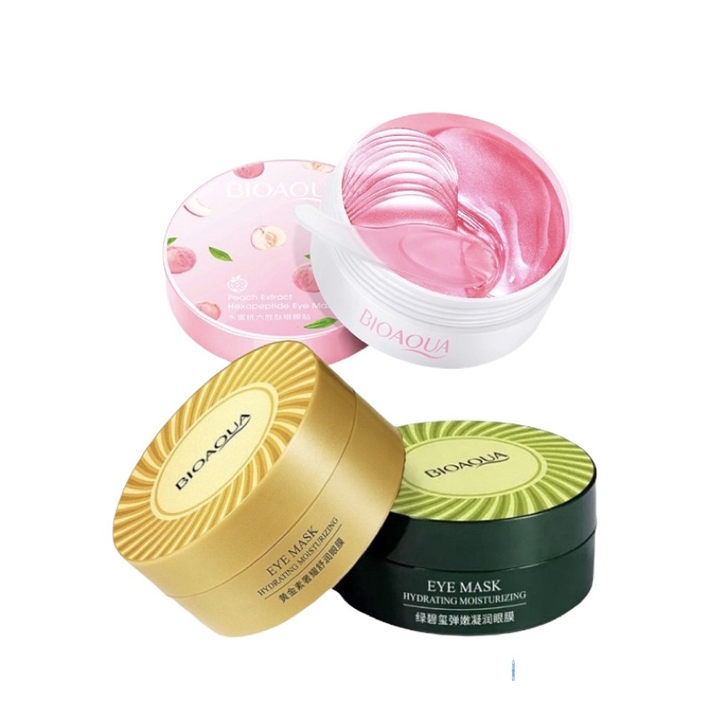 Hộp 60 Miếng Mặt Nạ Mắt Bioaqua , Mờ Quầng Thâm, Xóa Nếp Nhăn  Tảo Đỏ , Ngọc Trai Đen, Đồng Xanh