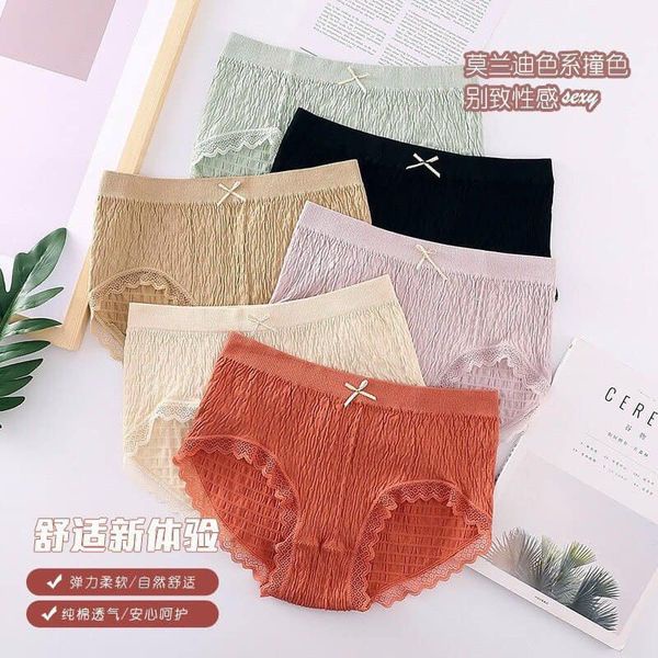 Quần lót nữ cotton mềm viền ren , quần chip nhăn siêu co dãn mỏng mát tôn dáng siêu gợi cảm | BigBuy360 - bigbuy360.vn
