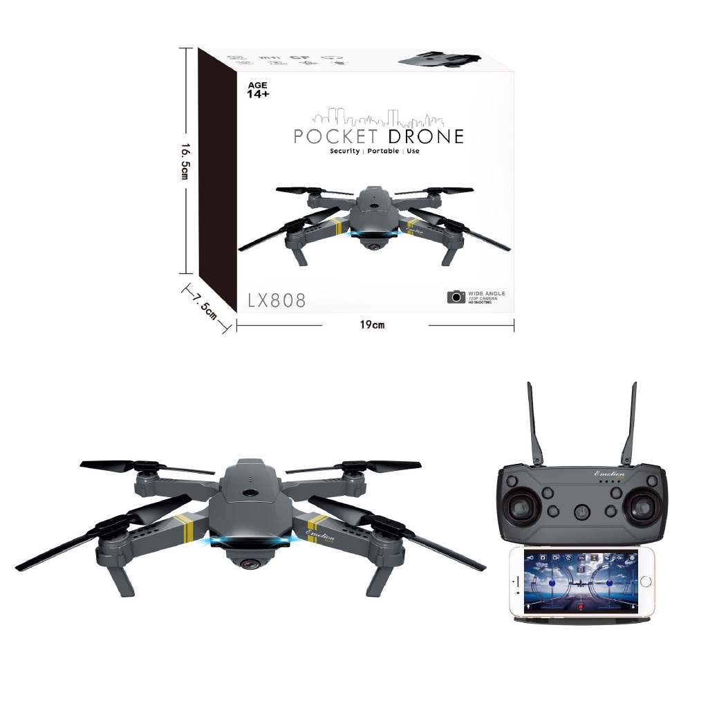 Máy quay phim DDG Pocket Drone LX808 - WIFI 720P | BigBuy360 - bigbuy360.vn