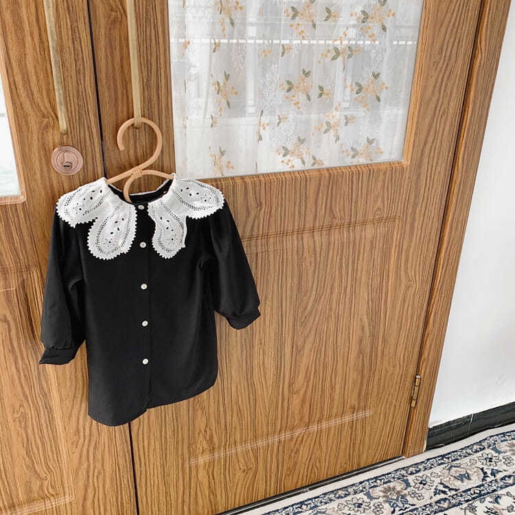 Đầm công chúa cổ bẻ trước và sau lưng thời trang mùa thu Hàn Quốc cho bé gái 2021