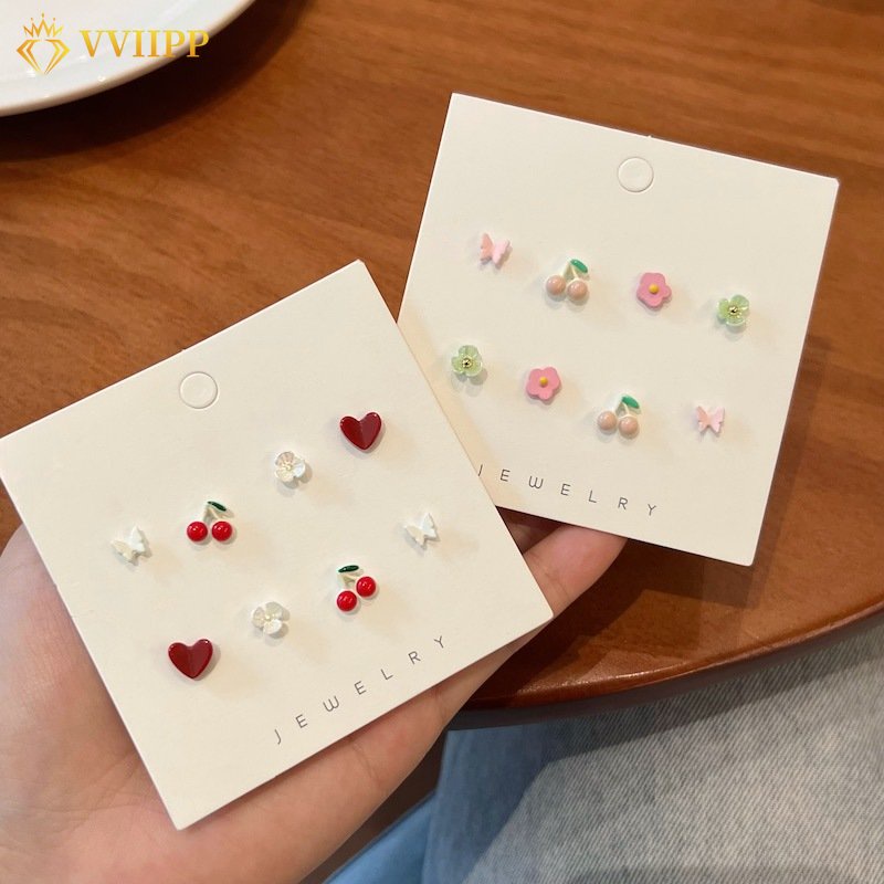 Bông Tai Hình Bướm / Trái Cây Bằng Nhựa Thời Trang Xinh Xắn Cho Nữ