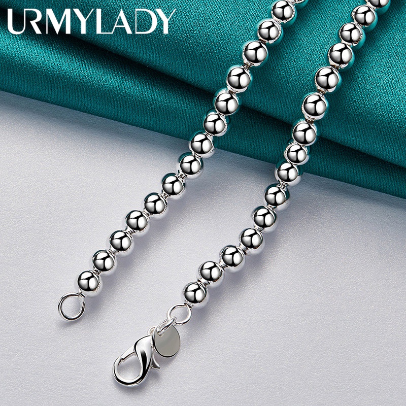 Vòng Cổ Hạt Tròn Bằng Bạc Sterling 925 18 Inch Thời Trang Cho Nam Nữ