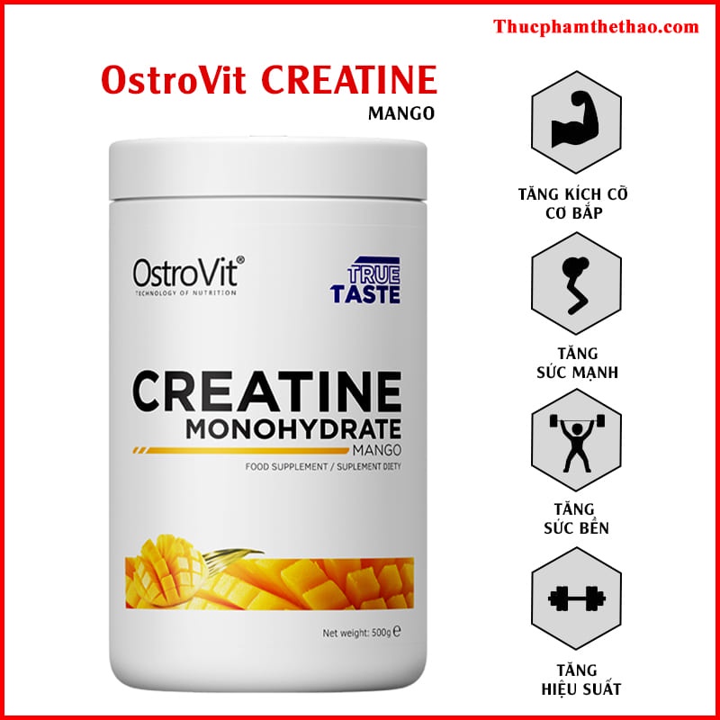 Ostrovit Creatine - Tăng sức manh cơ bắp - Tăng hiệu suất tập luyện - Hộp 500g - nhiều mùi vị