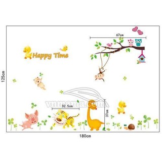 decal dán tường thú happy time