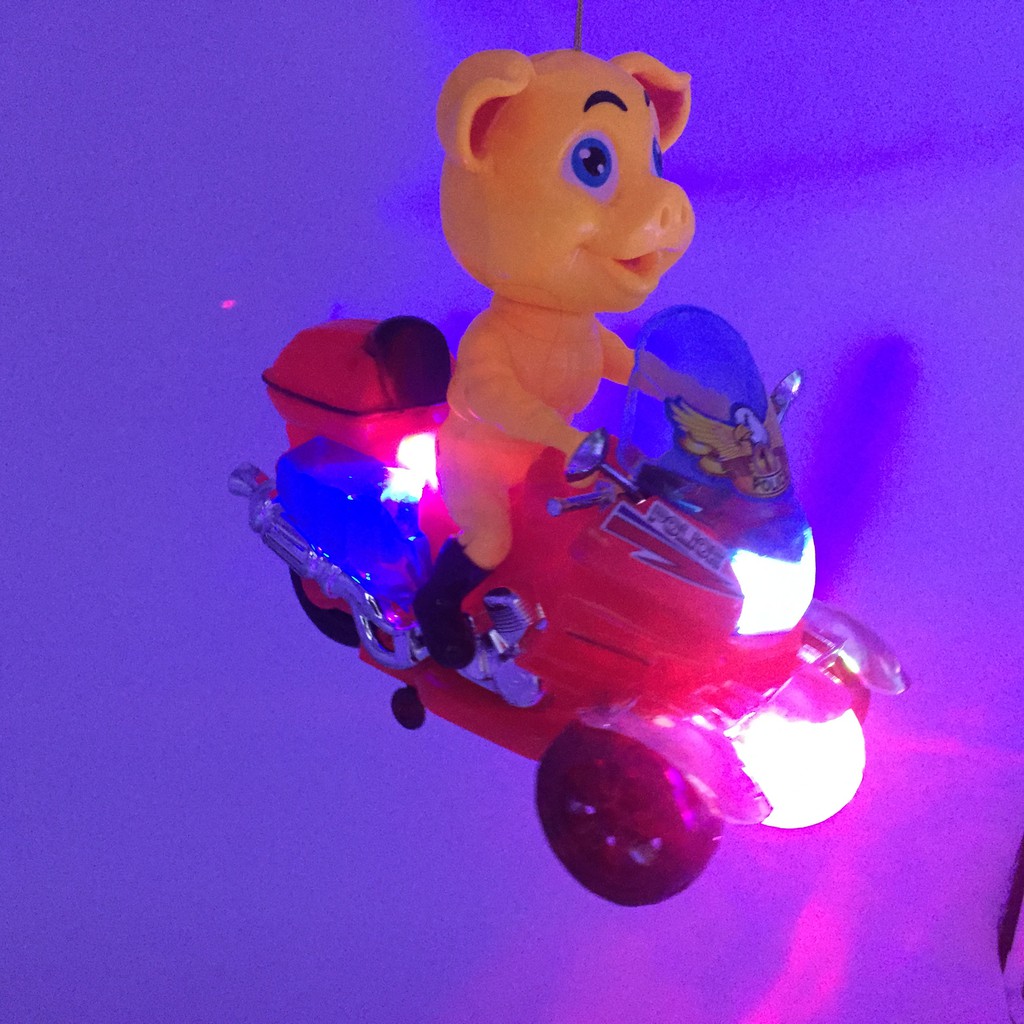Lồng đèn heo lái moto