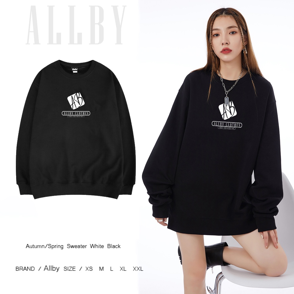 Áo sweater nam nữ unisex phom rộng nỉ da cá Allby Logo , áo khoác nỉ nam nữ in hình local brand