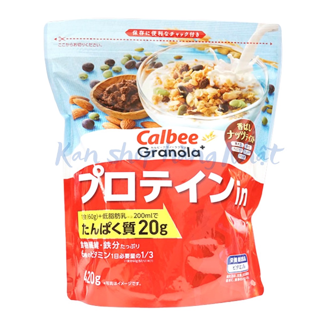 Ngũ cốc Calbee Granola Plus bổ sung Protein 420g nội địa Nhật Bản | 4901330743550 | Kan shop hàng Nhật