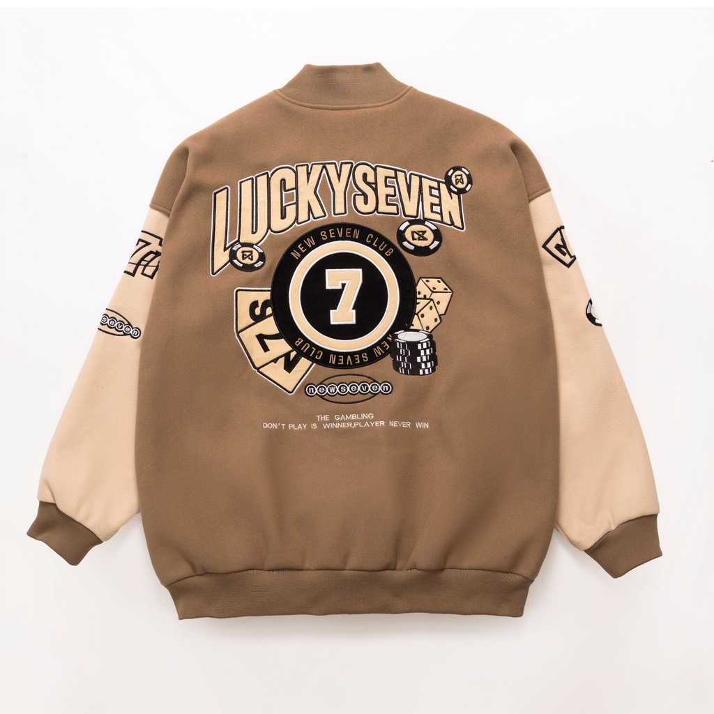 Áo Khoác Varsity Jacket Dạ N7 LUCKYSEVEN bomber bóng chày basic nam nữ form rộng Local Brand