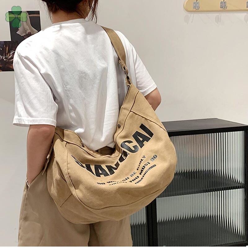 Túi Đeo Chéo Vai Bằng Vải Canvas In Chữ 2022 Sức Chứa Lớn Thời Trang Cho Nữ ZY061