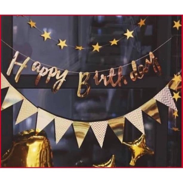 Chữ happy birthday ánh kim, dây treo trang trí sinh nhật