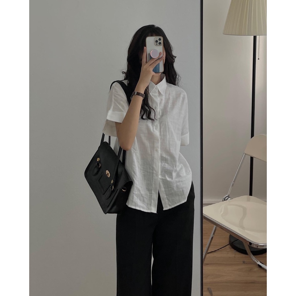 Sơ mi vitage tay ngắn 3 màu ( ảnh thật )