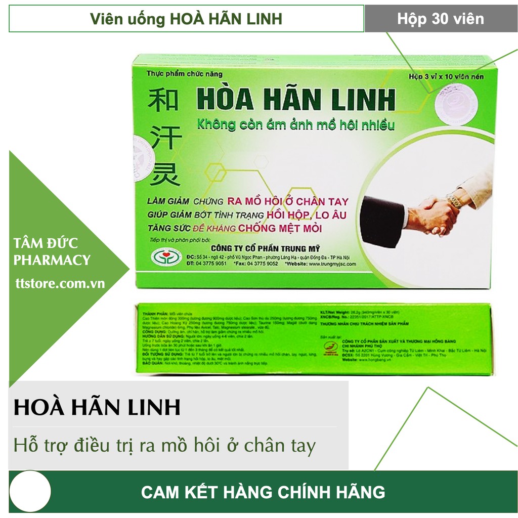 [6 TẶNG 1] HOÀ HÃN LINH [Hộp 30 viên] - Hỗ trợ chứng ra mồ hôi chân tay