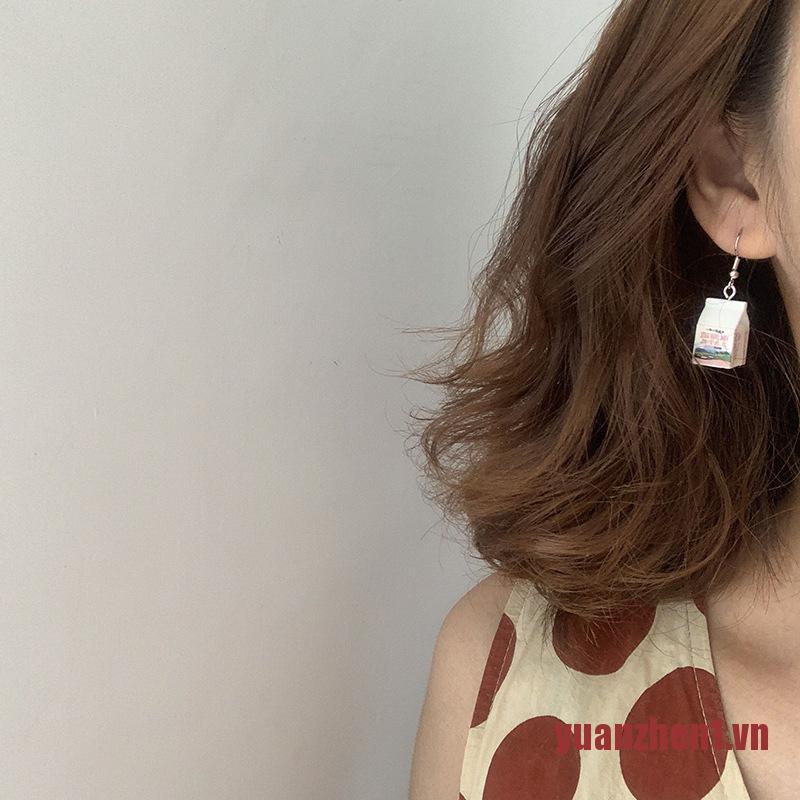 Bông Tai Hình Bình Sữa Bằng Nhựa Dễ Thương