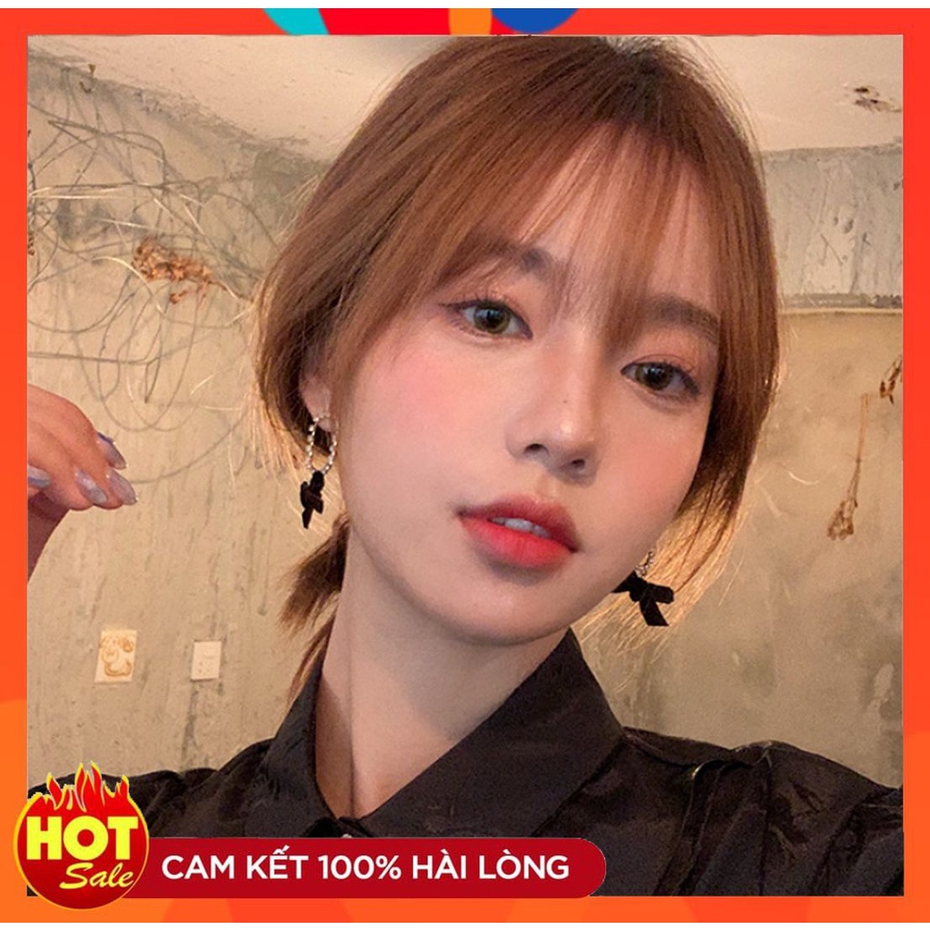 [HOT] BÔNG TAI KHUYÊN TAI NHUNG ĐEN ĐÍNH HẠT ĐÁ NHÂN TẠO THỜI TRANG CÁ TÍNH HÀN QUỐC PHONG CÁCH 221BT006