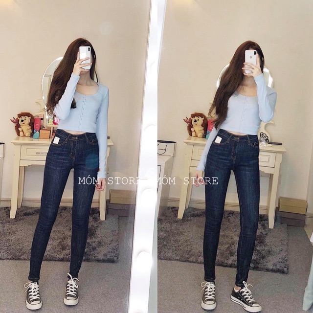 Quần Jeans Skinny Trơn Báic Dáng Dài MG VNXK Móm Store