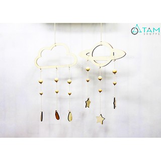 Tranh gỗ treo tường hình đám mây hành tinh DIY