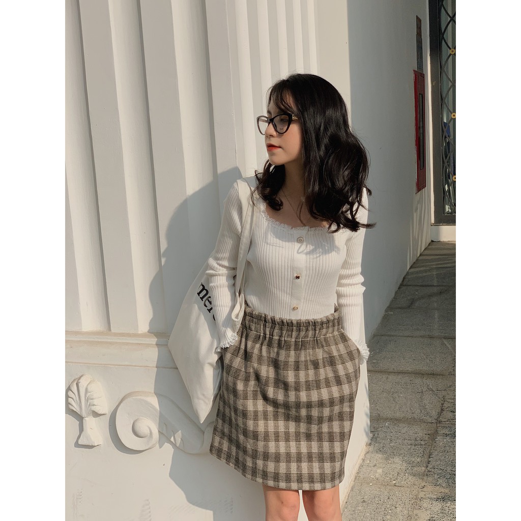 Chân váy kẻ dạ cạp chun SK88 1994closet | BigBuy360 - bigbuy360.vn