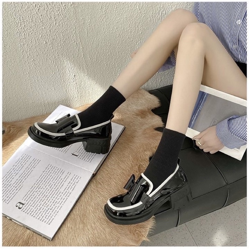 Giày lolita nữ đế cao 5p chất liệu mềm mại, giày búp bê nữ phong cách đáng yêu da mềm