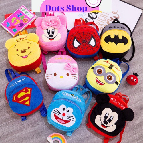 Balo cho bé trai gái mầm non cặp đi học cho bé mầm non nhà trẻ hình thú bông Dots Shop mềm mịn dễ thương kt 22*20cm