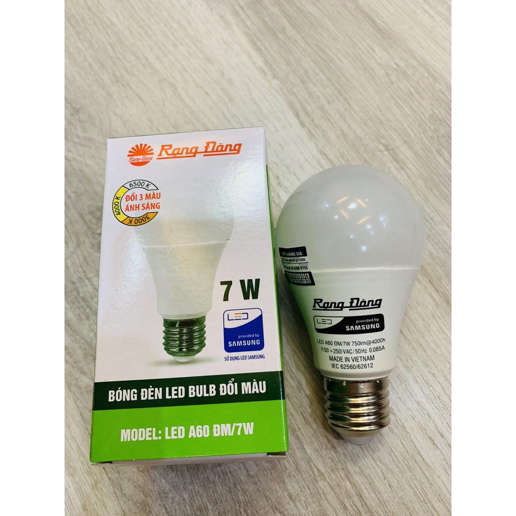 Bóng đèn Ledbulb Rạng Đông 3 chế độ ánh sáng LED A60 ĐM/7W 9W