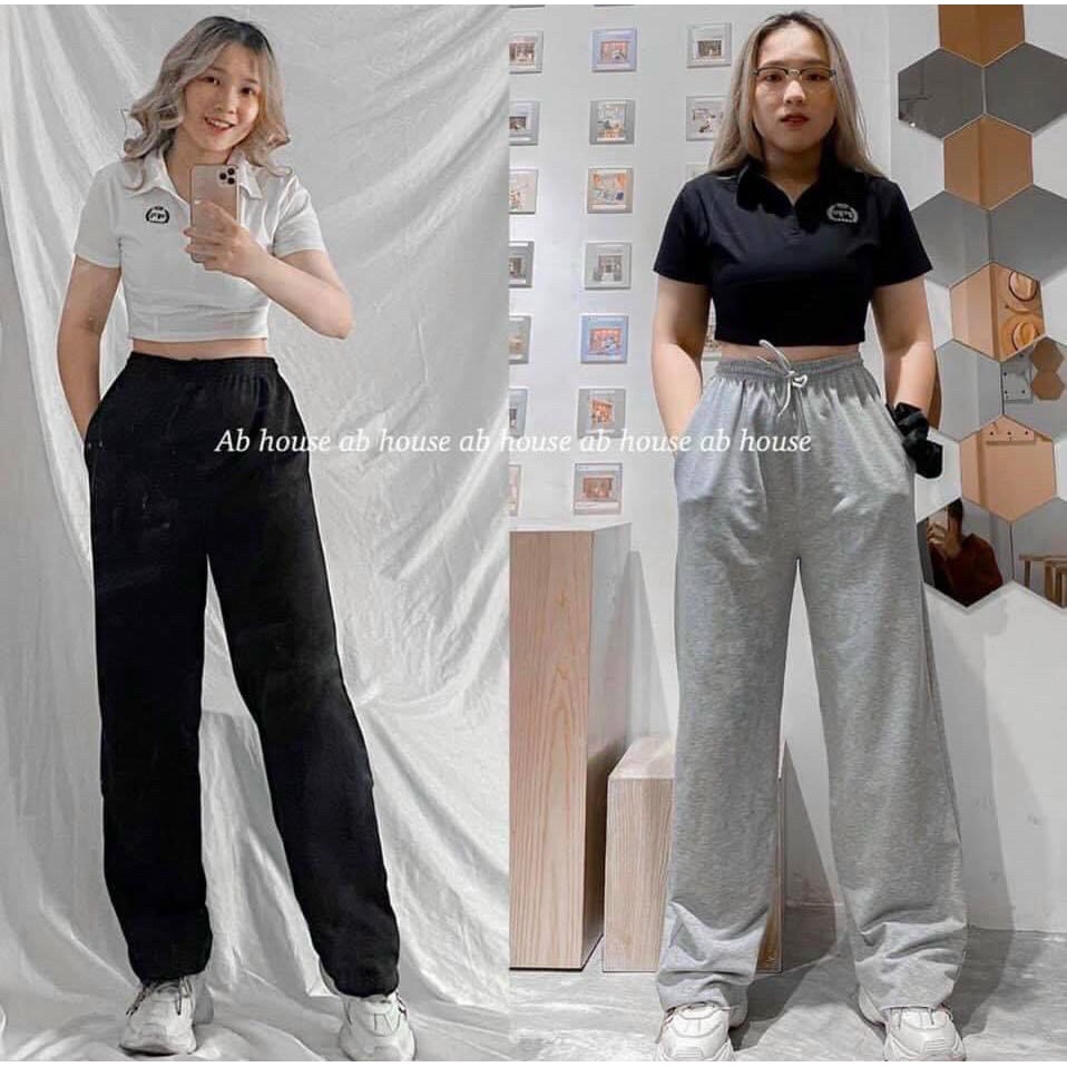 Quần nỉ trơn ống xuông rộng tưa gấu Unisex | BigBuy360 - bigbuy360.vn