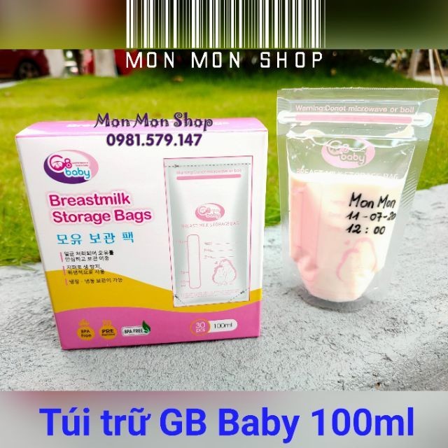 Hộp 50 túi trữ sữa GB Baby 250ml mẫu mới