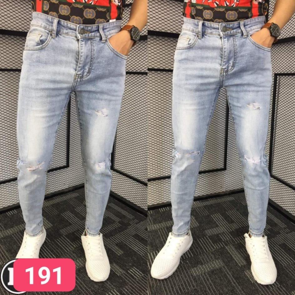 quần jean nam XANH BẠC RÁCH NGANG GỐI DD 191 HÀNG SHOP CỰC ĐẸP Xịn