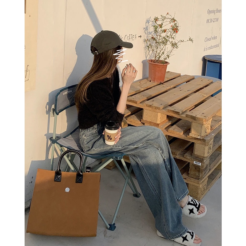 COZOK Quần Jeans Lưng Cao Phong Cách Hàn Quốc Thời Trang Cho Nữ