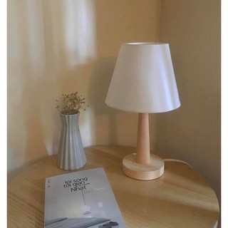 Đèn ngủ vintage hình nấm, chao vải lanh, công tắc tắt bật