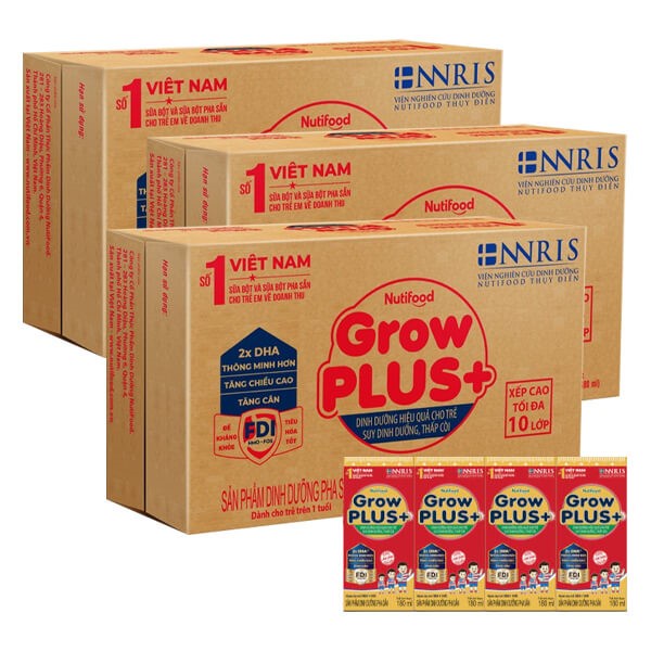 Sữa Bột Pha Sẵn NutiFood Grow Plus Đỏ - 110ml, 180ml
