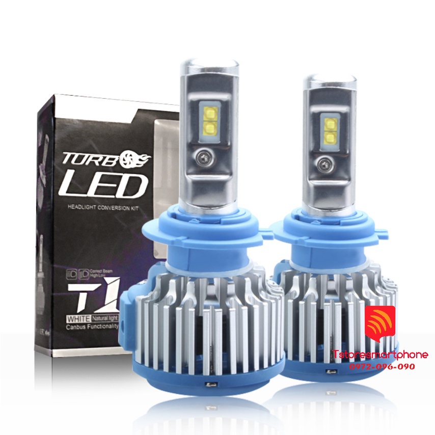 Đèn pha TURBO LED T1 SIÊU SÁNG H1 H7 H8 H9 H11 H4 9005 9006 880 881 chuyên dụng cho xe hơi
