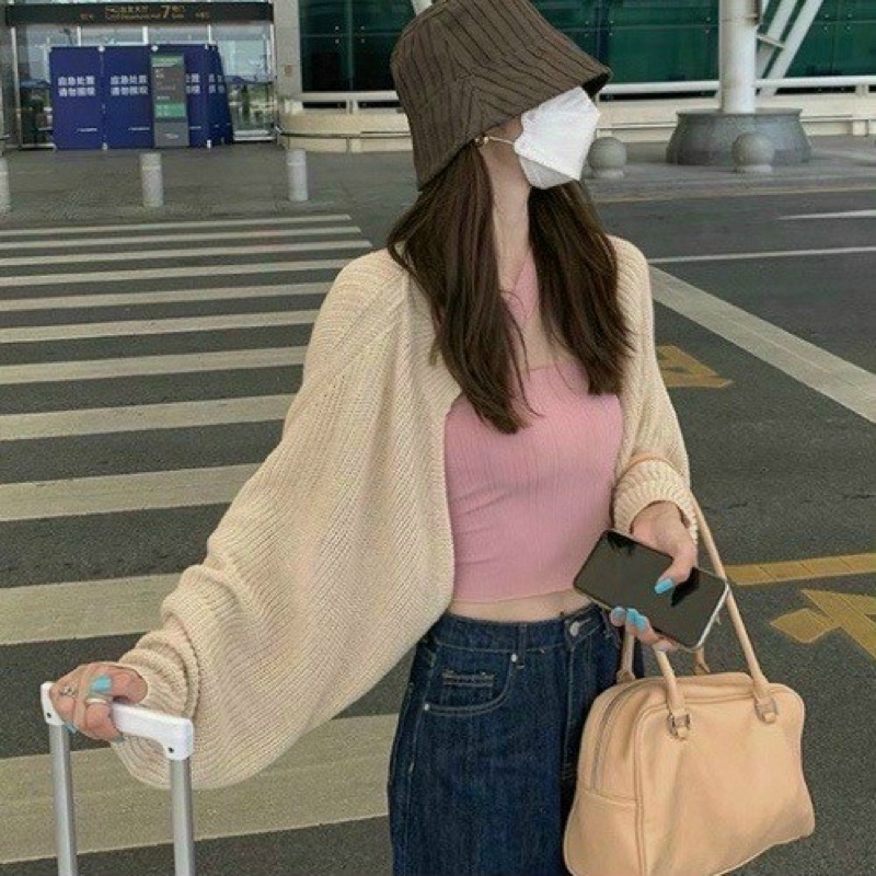 ÁO KHOÁC NGOÀI CROPTOP TAY PHỒNG THUN GÂN