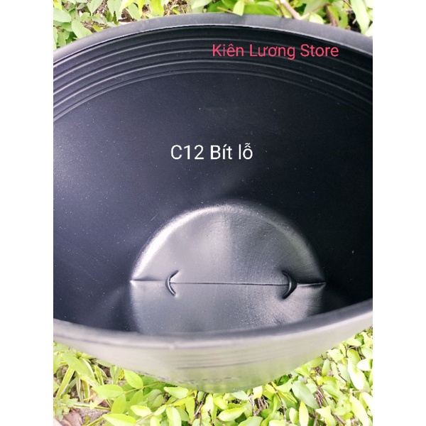 Chậu nhựa đen C12 Bít Lỗ